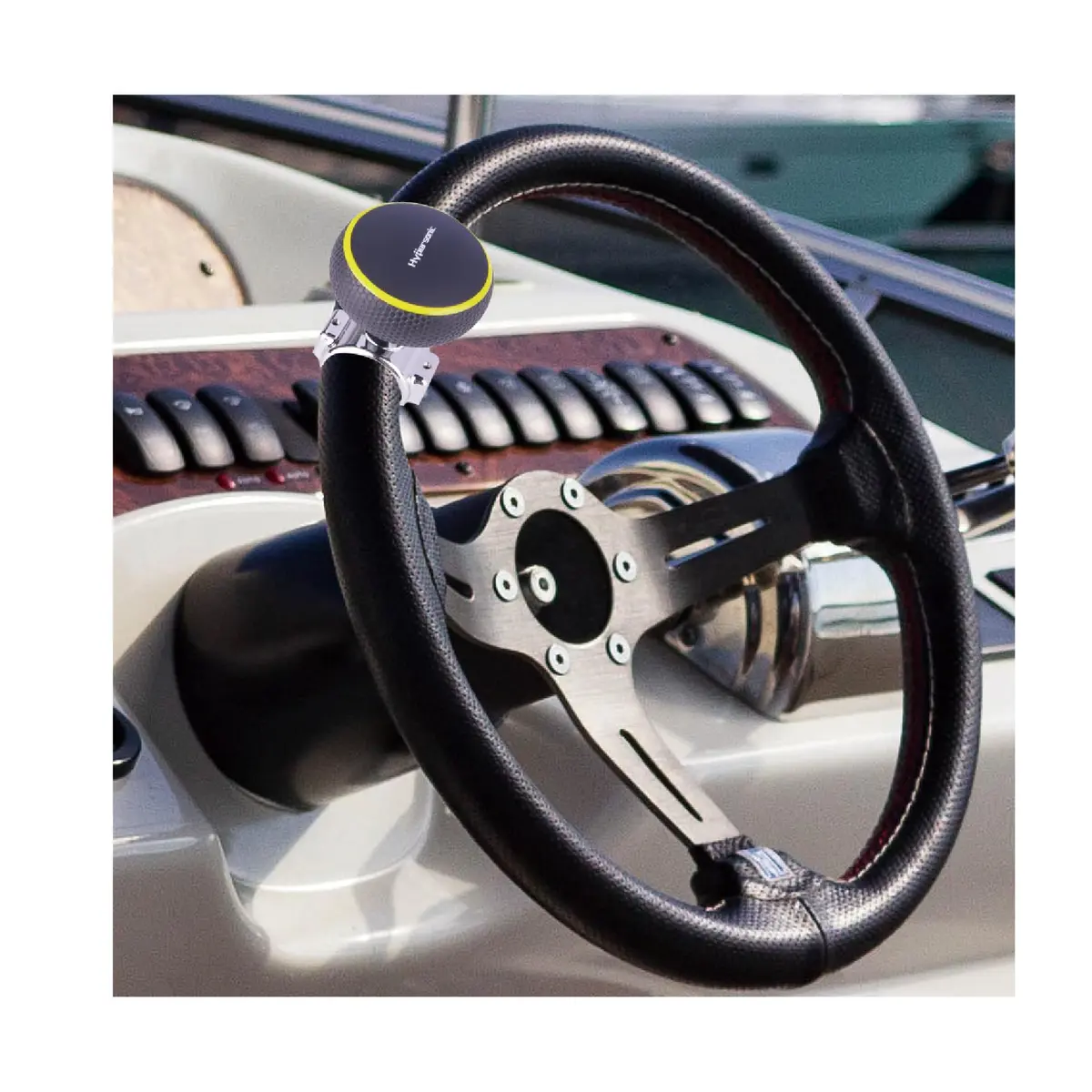 Hypersonic Steering Wheel Spinner Knob - Compatible with Standard Steering Wheels - Smooth Suicide Knob for Car, Tractor, Mower, Boat and Maneuver - view 2