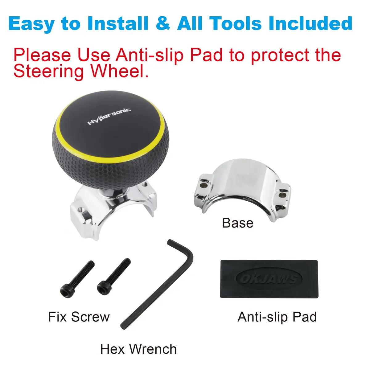 Hypersonic Steering Wheel Spinner Knob - Compatible with Standard Steering Wheels - Smooth Suicide Knob for Car, Tractor, Mower, Boat and Maneuver - view 4