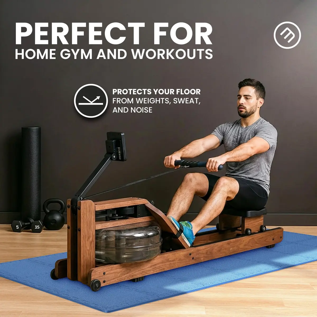 BeMaxx Interlocking EVA Foam Floor Tiles Workout Mat Set with Edge Pieces - 18 Tiles, 18 sq ft, Sky Blue | Protects Floors from Scratches, Noise & Sweat - view 6