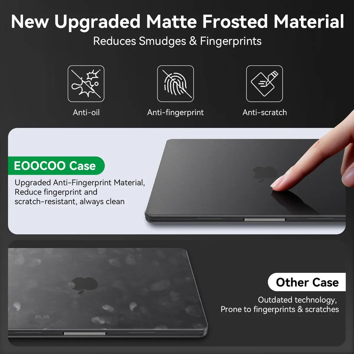 EooCoo Hard Case for MacBook Air 15 inch M2-M5 (A2941/A3114/A3241/A3448) with Keyboard Cover & Screen Protector, Frost Black - view 2