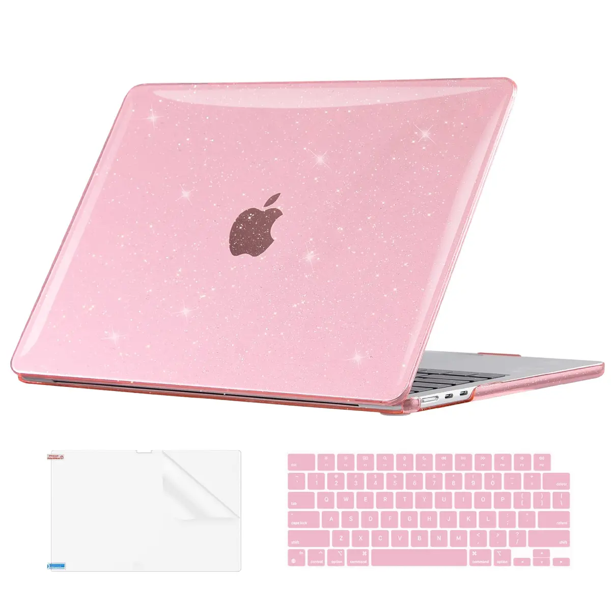 EooCoo Sparkly Pink Hard Case for MacBook Air 15 inch (M2-M5) | Includes Keyboard Cover & Screen Protector - main product image