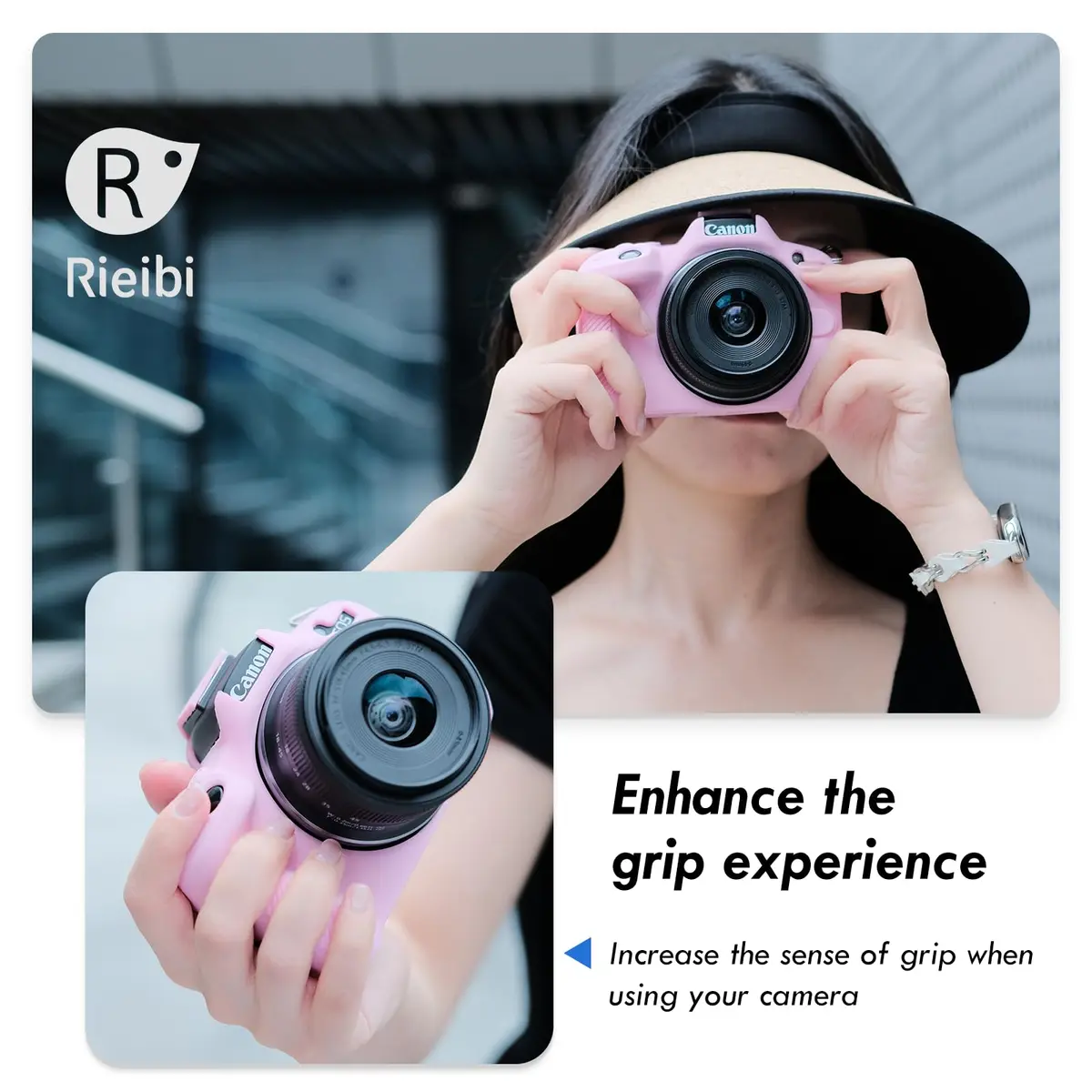Rieibi Pink Silicone Camera Case for Canon EOS R50 | Lightweight Grip Cover Body Skin - view 7