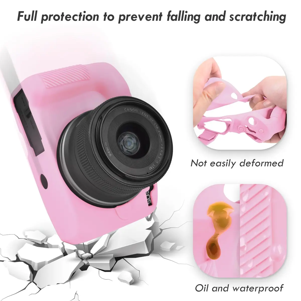 Rieibi Pink Silicone Camera Case for Canon EOS R50 | Lightweight Grip Cover Body Skin - view 8