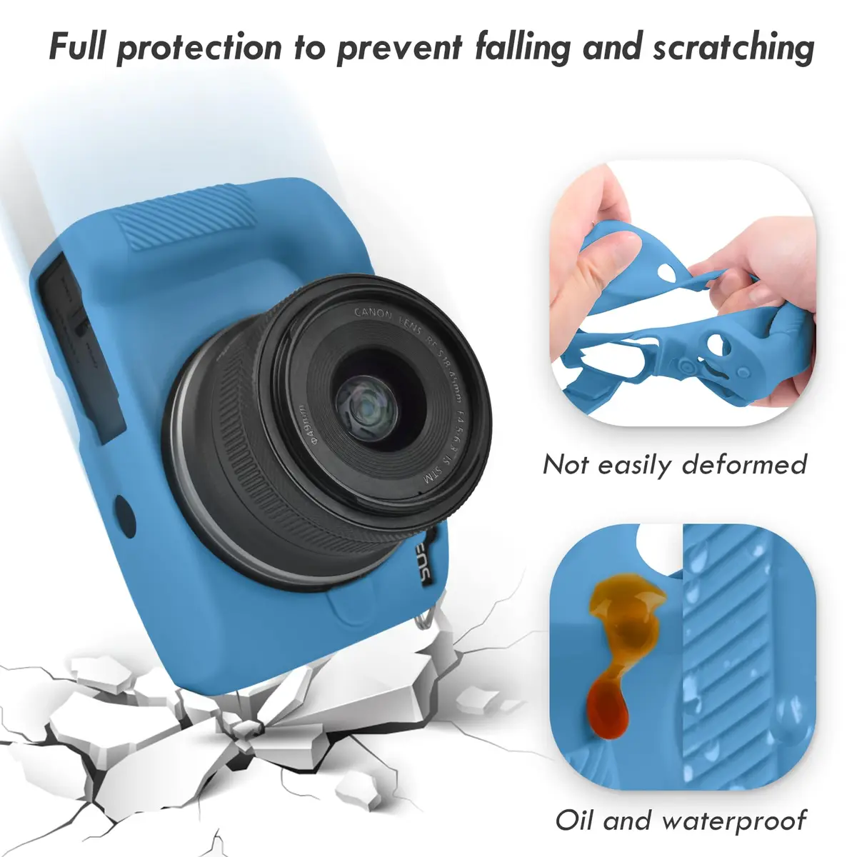 Rieibi EOS R50 Camera Case Blue | Soft Silicone Protective Grip for Canon EOS R50 Vlogging Camera - view 4