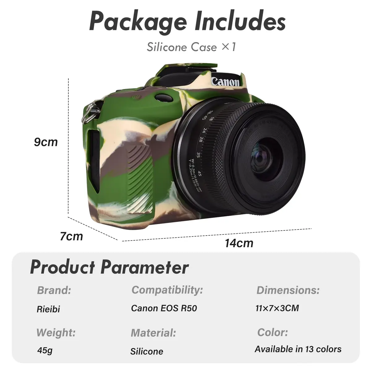 Rieibi EOS R50 Camera Case for Canon EOS R50 | Soft Silicone Protective Body Skin with Enhanced Grip & Precise Cutouts - view 2
