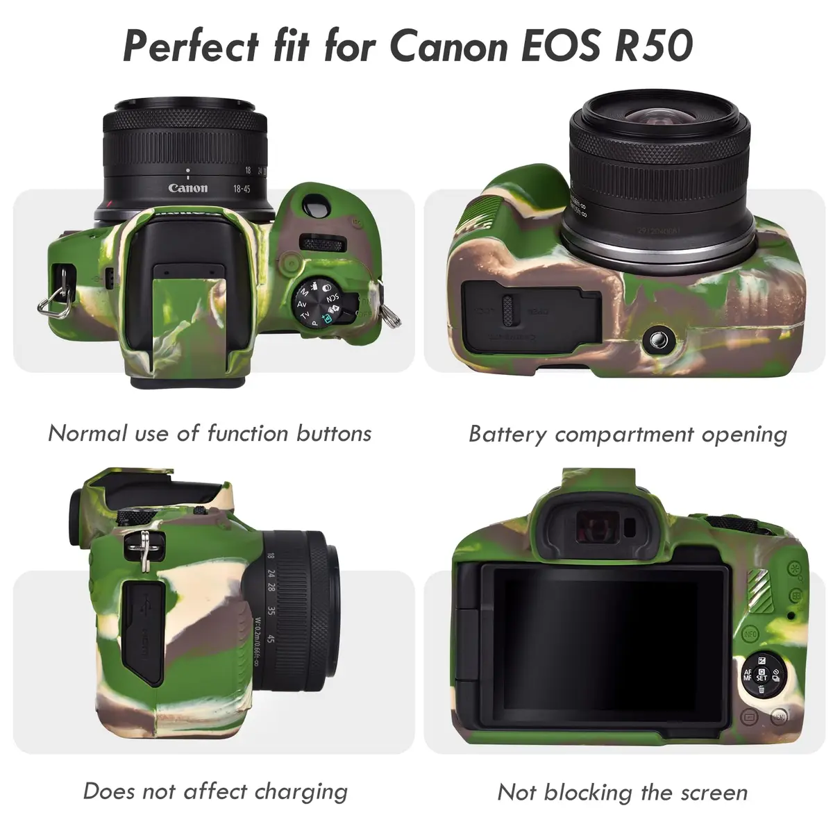 Rieibi EOS R50 Camera Case for Canon EOS R50 | Soft Silicone Protective Body Skin with Enhanced Grip & Precise Cutouts - view 3