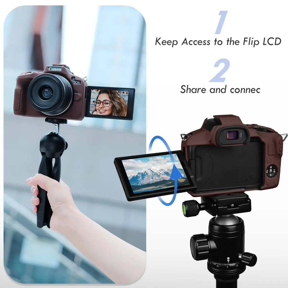 Rieibi EOS R50 Camera Case Soft Silicone Protective Grip Cover for Canon EOS R50 | Coffee - view 5