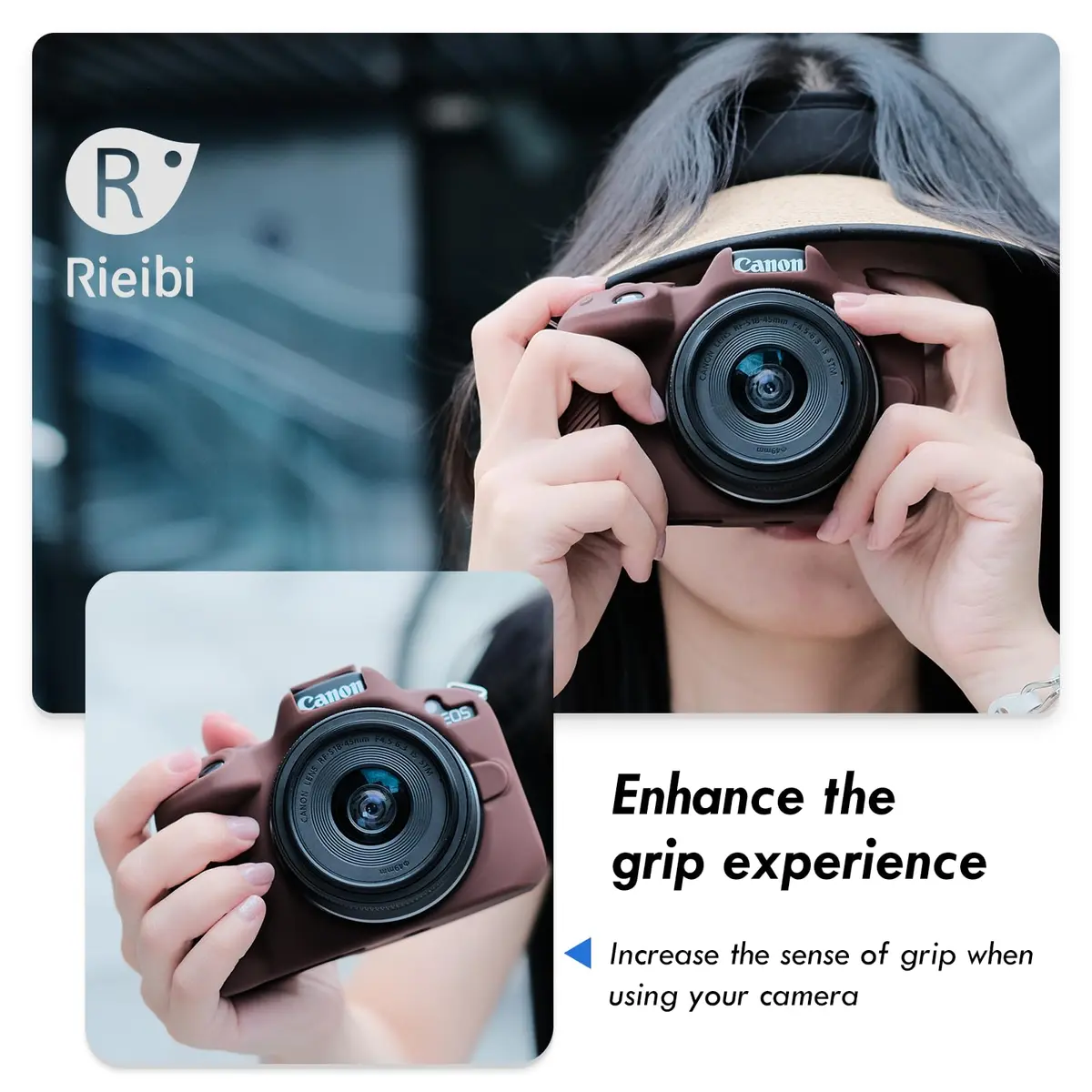 Rieibi EOS R50 Camera Case Soft Silicone Protective Grip Cover for Canon EOS R50 | Coffee - view 7