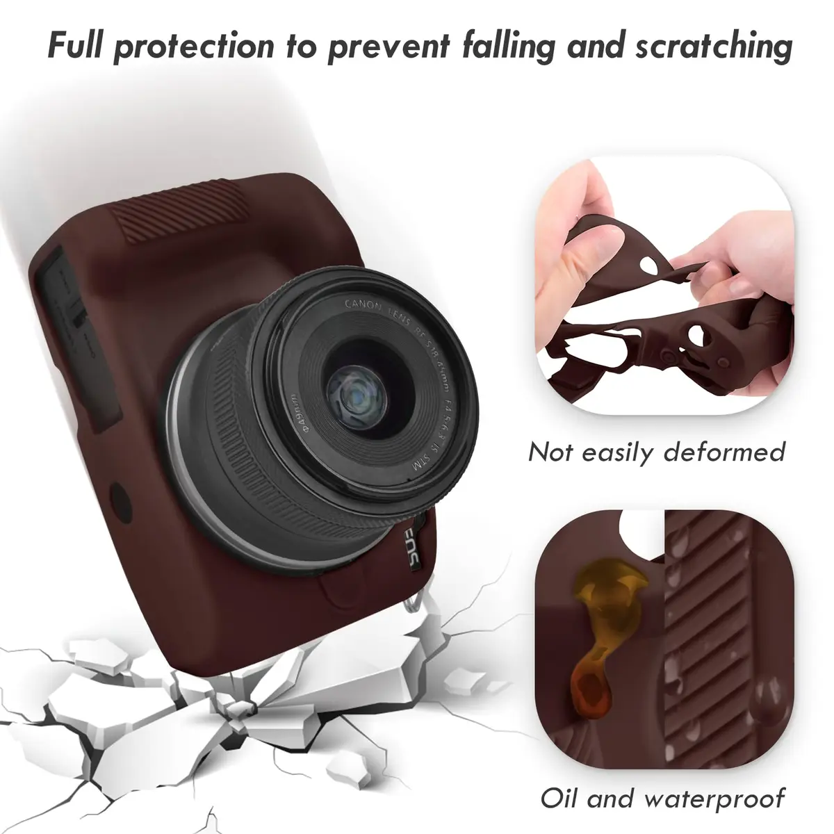 Rieibi EOS R50 Camera Case Soft Silicone Protective Grip Cover for Canon EOS R50 | Coffee - view 4
