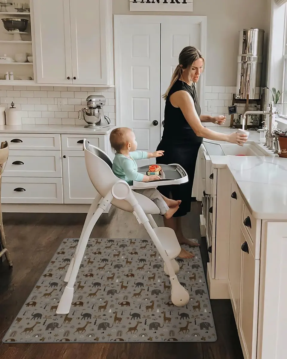 Blissful Diary Baby Splat Mat 128cm x 128cm (50.4 x 50.4 Inch) | Easy Clean Waterproof Floor Protector - view 4