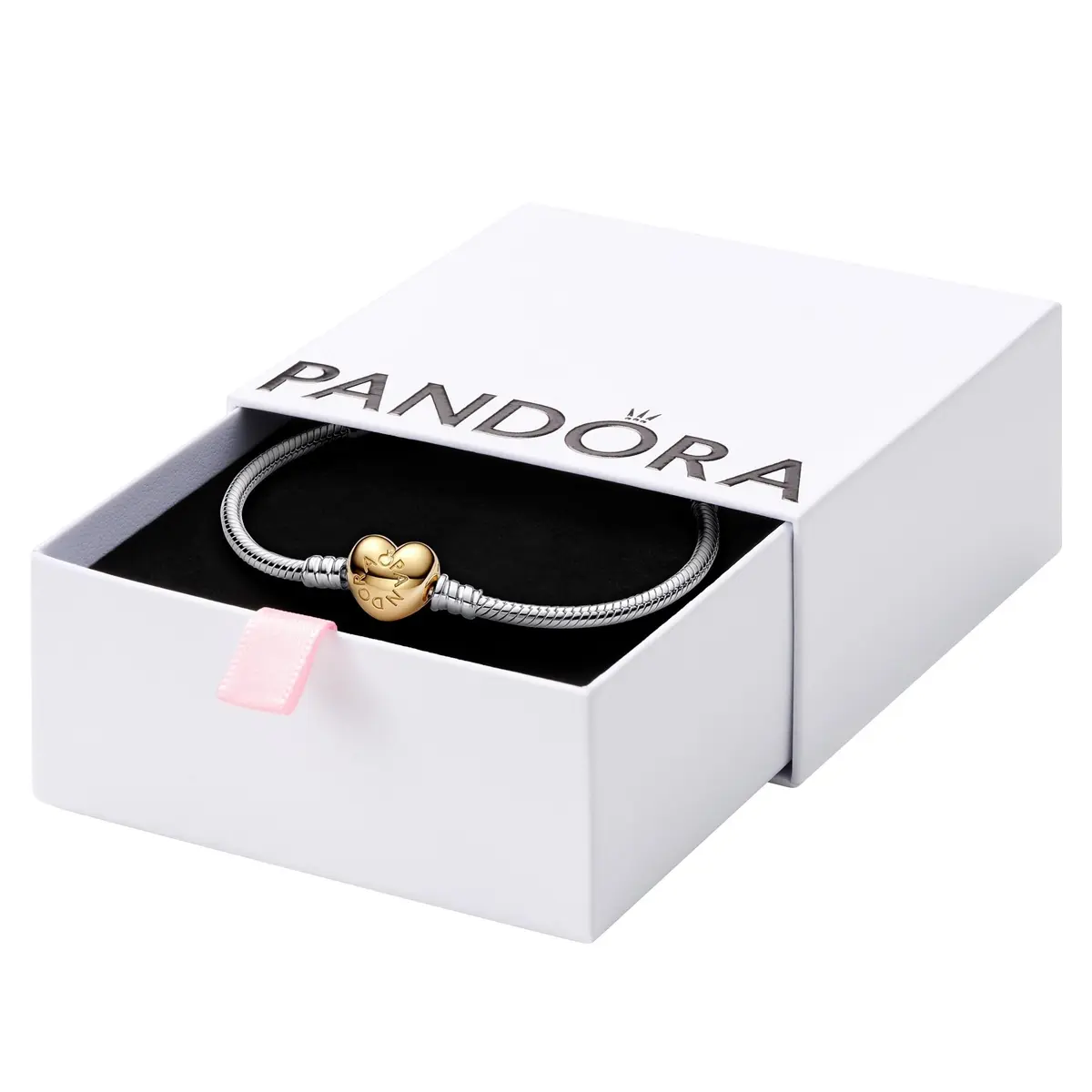 PANDORA Heart Clasp Snake Chain Bracelet, 7.1" | Elegant romantic jewelry for women - main product image