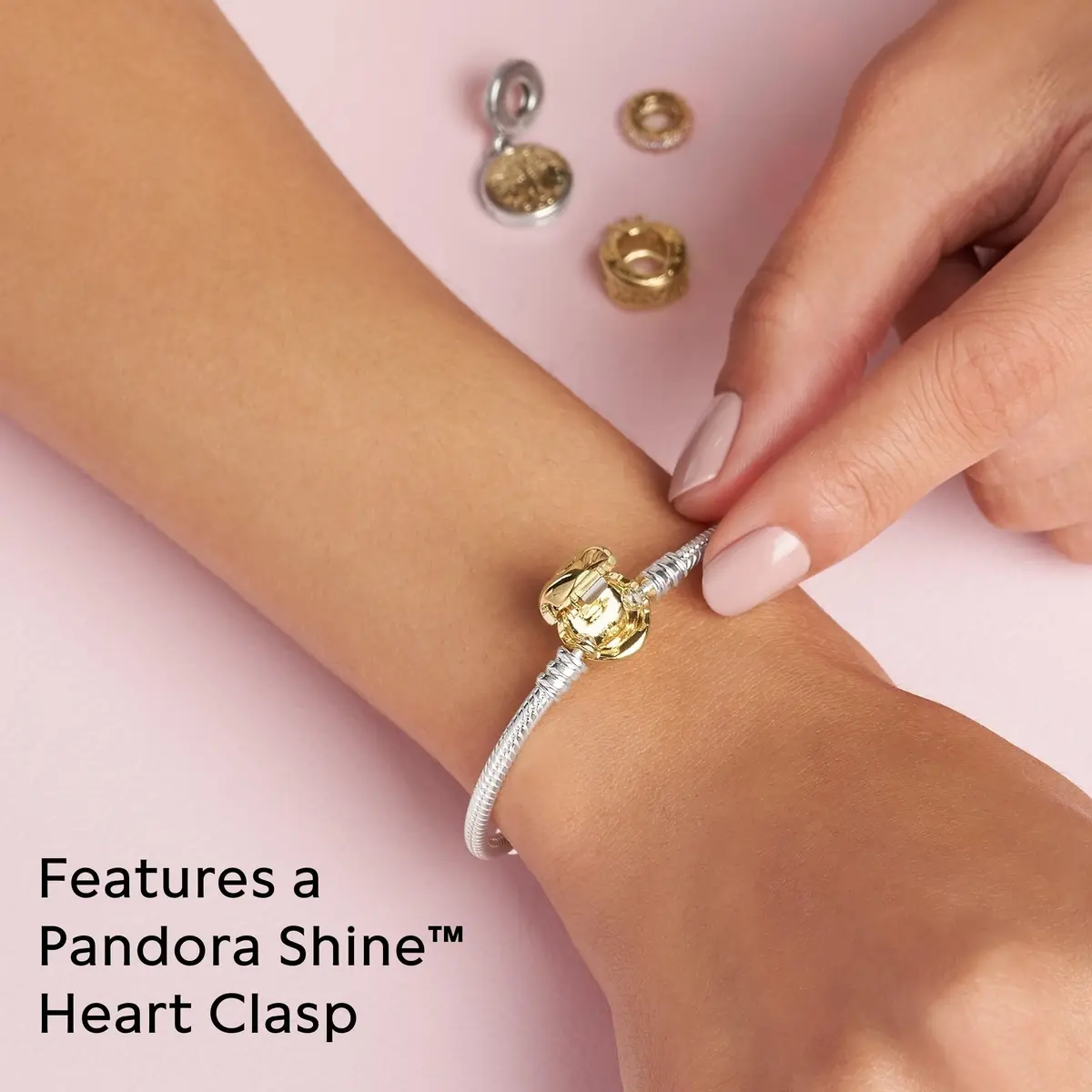 PANDORA Heart Clasp Snake Chain Bracelet, 7.1" | Elegant romantic jewelry for women - view 7
