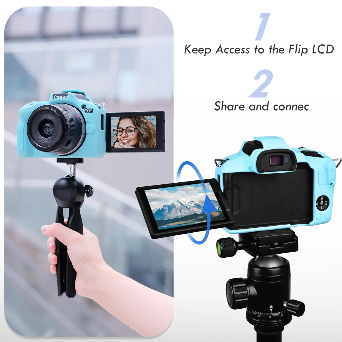 Rieibi EOSR50 EOS R50 Case, Soft Silicone Protective Cover for Canon EOS R50, Lightweight Camera Grip & Body Skin - Light Blue - view 5