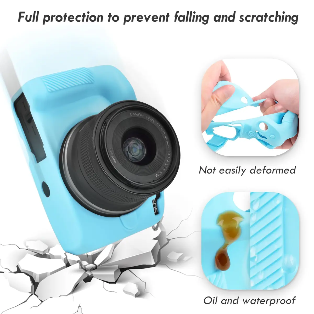 Rieibi EOSR50 EOS R50 Case, Soft Silicone Protective Cover for Canon EOS R50, Lightweight Camera Grip & Body Skin - Light Blue - view 8