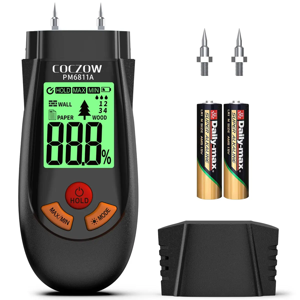 coczow Wood Moisture Meter 136mm x 54mm x 28mm | Accurate, Portable & Fast for Wood & Walls - main product image