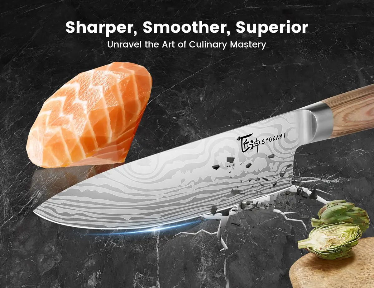SYOKAMI 14pcs Chef Knife Set with Roll Bag | Japanese High Carbon Steel, Pakkawood Handles, Travel & Outdoor Ready - view 4