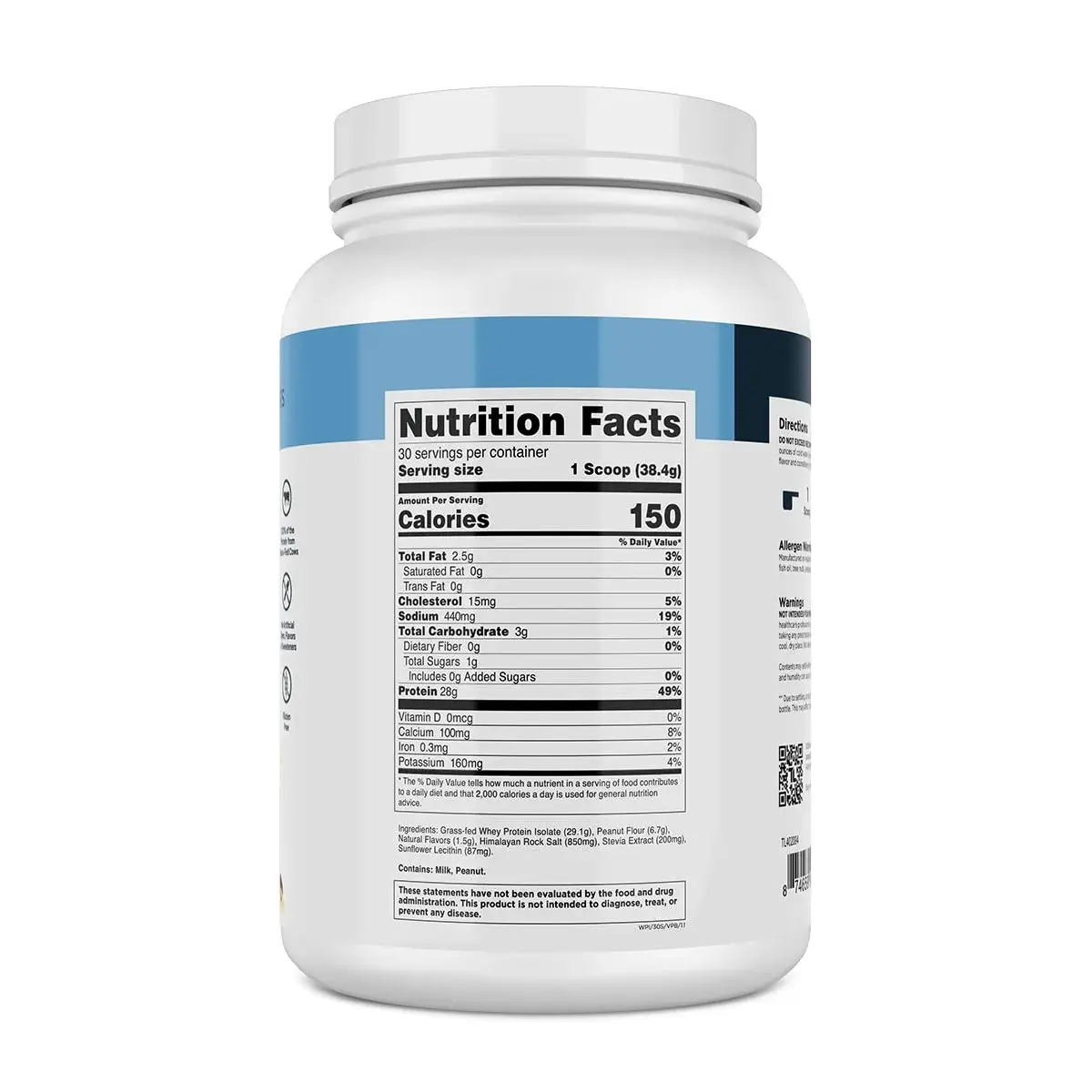 Transparent Labs Grass-Fed Whey Protein Isolate Vanilla Peanut Butter 1.03 kg (2.27 lb) | 28g Protein Per Serving - view 7