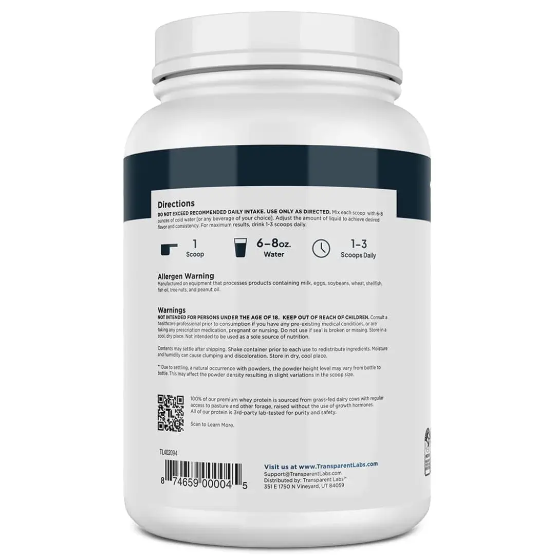 Transparent Labs Grass-Fed Whey Protein Isolate Vanilla Peanut Butter 1.03 kg (2.27 lb) | 28g Protein Per Serving - view 8