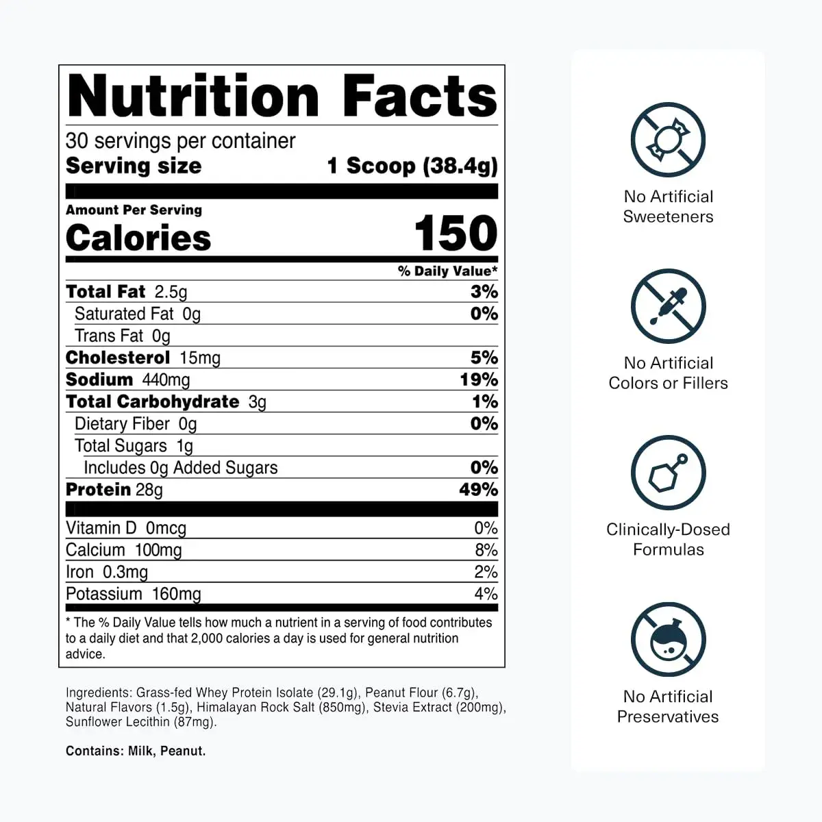 Transparent Labs Grass-Fed Whey Protein Isolate Vanilla Peanut Butter 1.03 kg (2.27 lb) | 28g Protein Per Serving - view 3