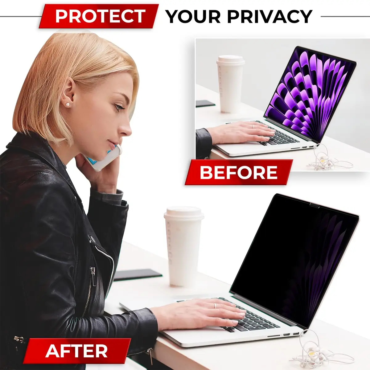 SightPro Magnetic Privacy Screen for MacBook Air 15 Inch (2023-2026 M2-M5) | Black, Dual Finish, Anti-Glare - view 6