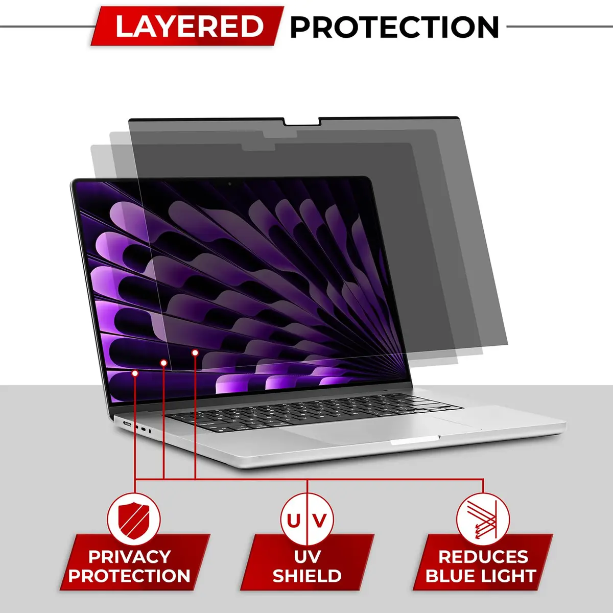 SightPro Magnetic Privacy Screen for MacBook Air 15 Inch (2023-2026 M2-M5) | Black, Dual Finish, Anti-Glare - view 7
