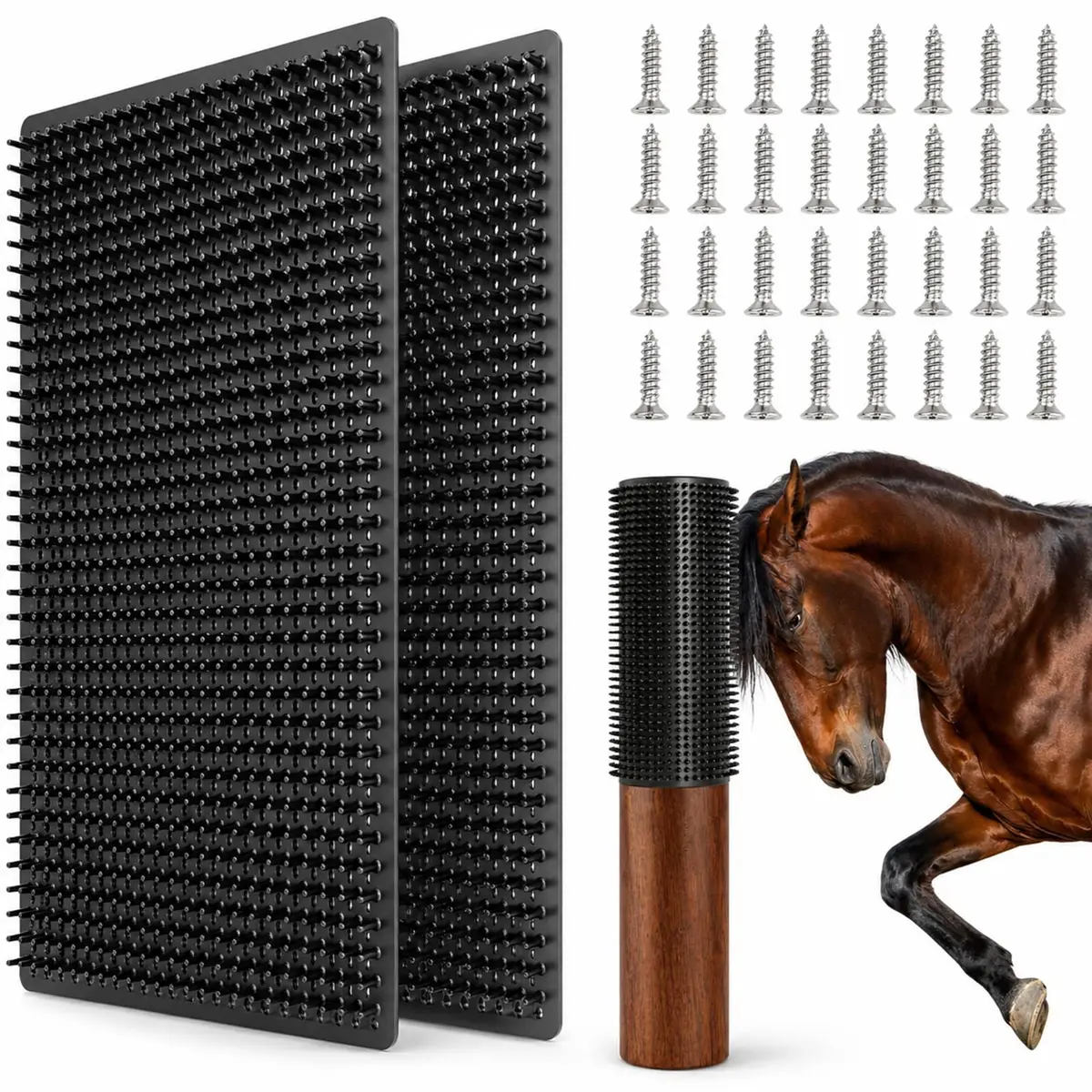 GINDOOR Horse Scratching Post Pad 14.17" x 11.85" | Durable Soft Rubber for Horses & Livestock - main product image