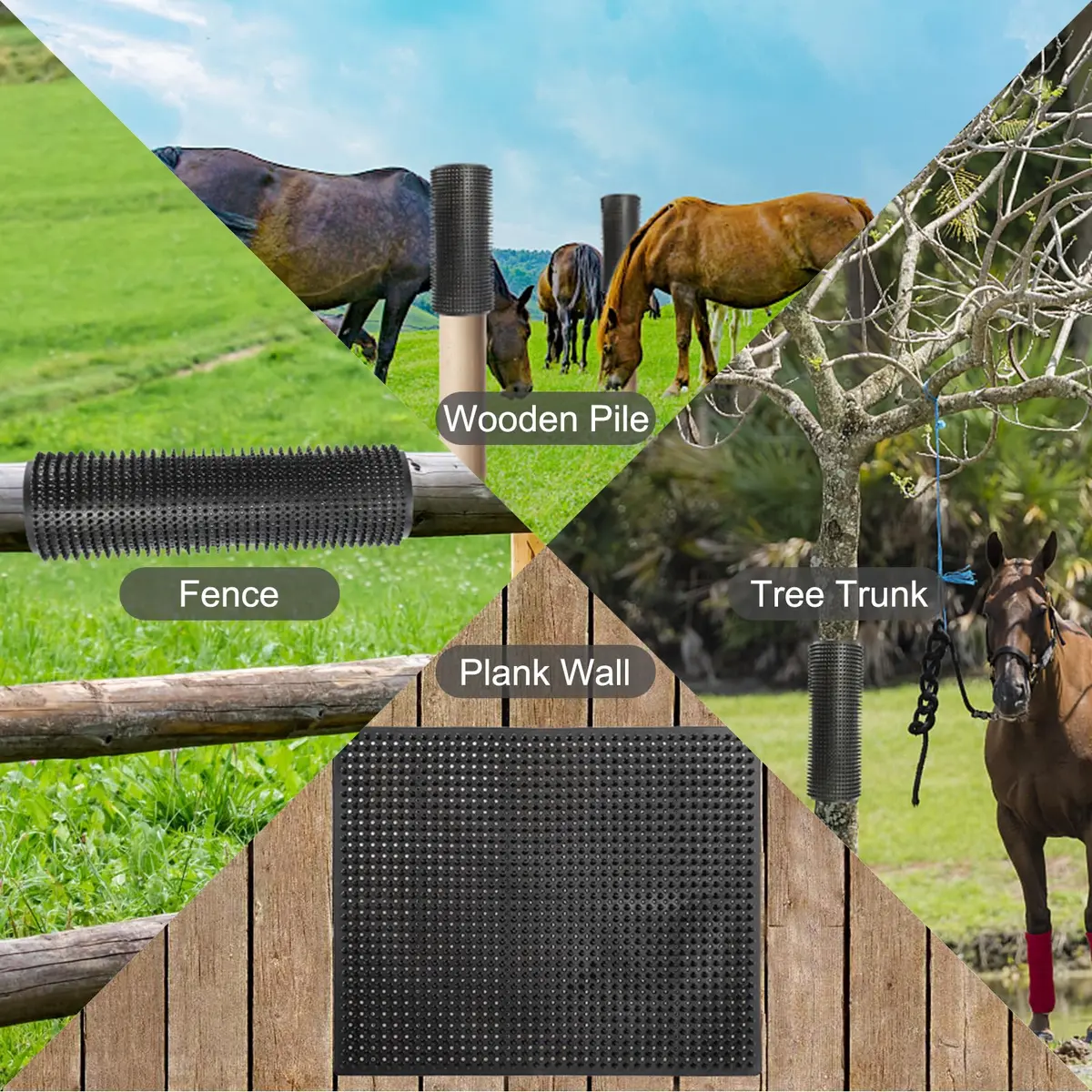 GINDOOR Horse Scratching Post Pad 14.17" x 11.85" | Durable Soft Rubber for Horses & Livestock - view 5