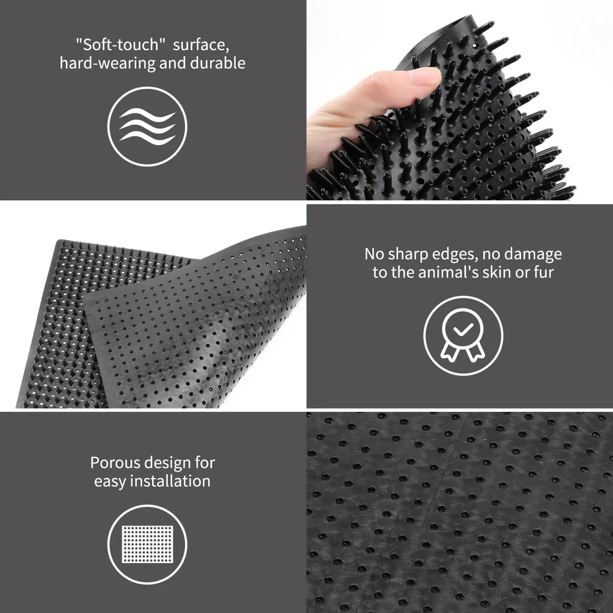 GINDOOR Horse Scratching Post Pad 14.17" x 11.85" | Durable Soft Rubber for Horses & Livestock - view 3