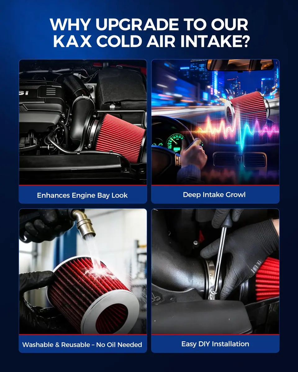 KAX 2.5" Performance Cold Air Intake Kit for 2001-2005 Civic 1.7L | Red - view 6