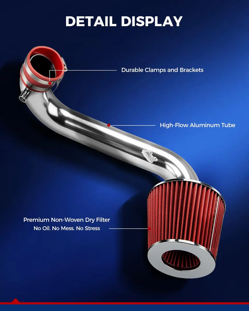 KAX 2.5" Performance Cold Air Intake Kit for 2001-2005 Civic 1.7L | Red - view 7