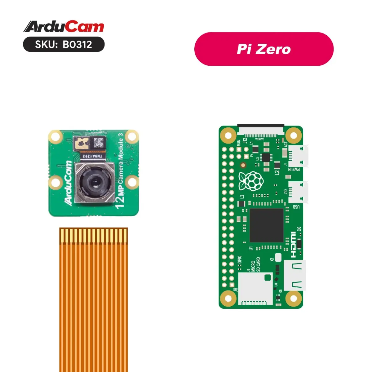 Arducam Raspberry Pi Camera Module 3 12MP IMX708 Autofocus Pi Cam V3 with 15-22pin FFC Cable - view 5