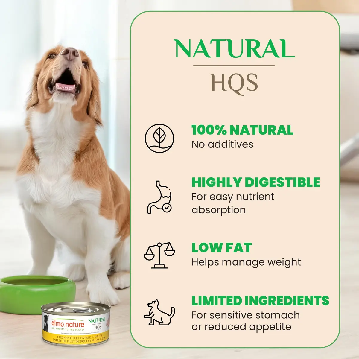 almo nature HQS Natural Wet Dog Food Chicken Fillet, 5.5oz Pack of 12 | Grain Free & Additive Free - view 2