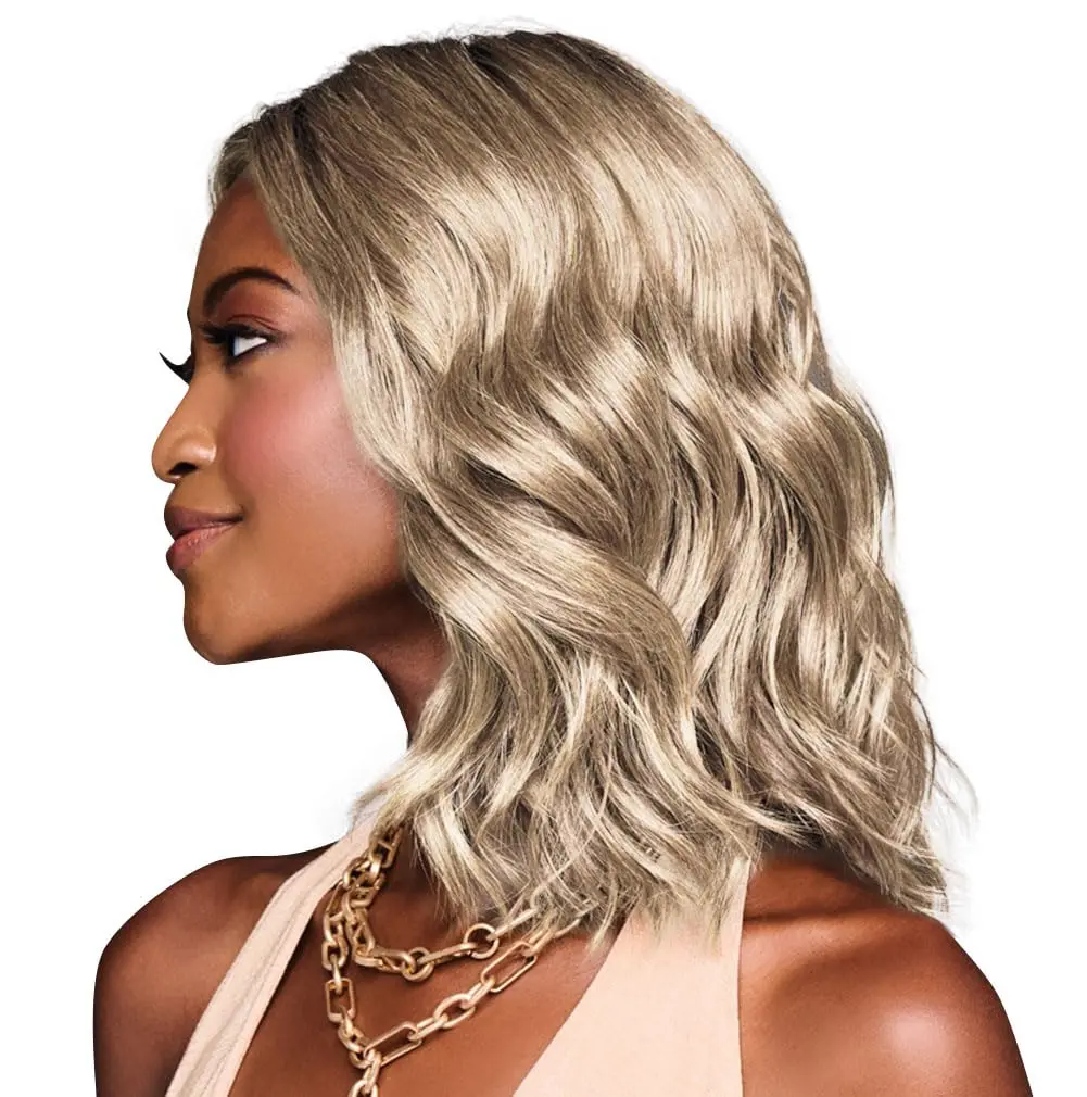Hair u wear Kim Kimble Jordan Shoulder-Length Layered Lob Wig with Beachy Texture, Average Cap, MC613SS Vanilla Bean - view 5
