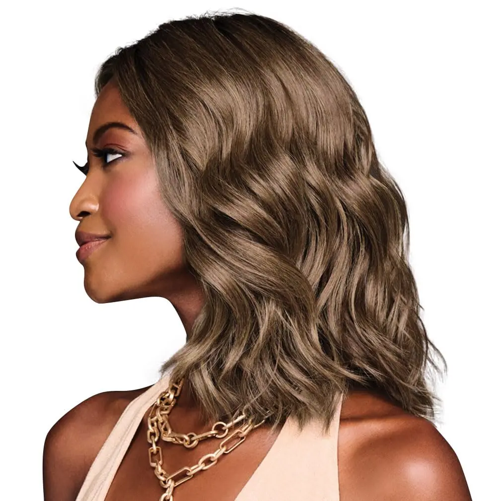 Hair u wear Kim Kimble Jordan Shoulder-Length Wavy Lob Wig with Beachy Texture, Average Cap, MC9/14SS Caramel Latte - view 5