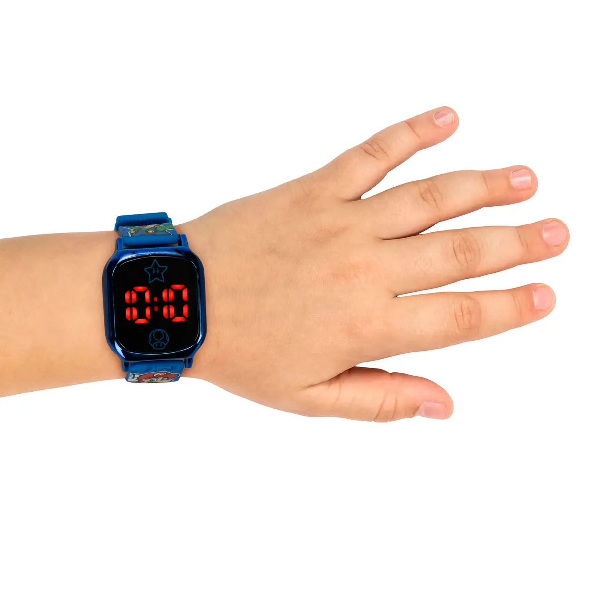 Accutime Super Mario Kids Digital Watch 20mm Blue Silicone Strap | Touch-Activated LED, Fun Mario & Luigi Design (70-120 chars) - view 4