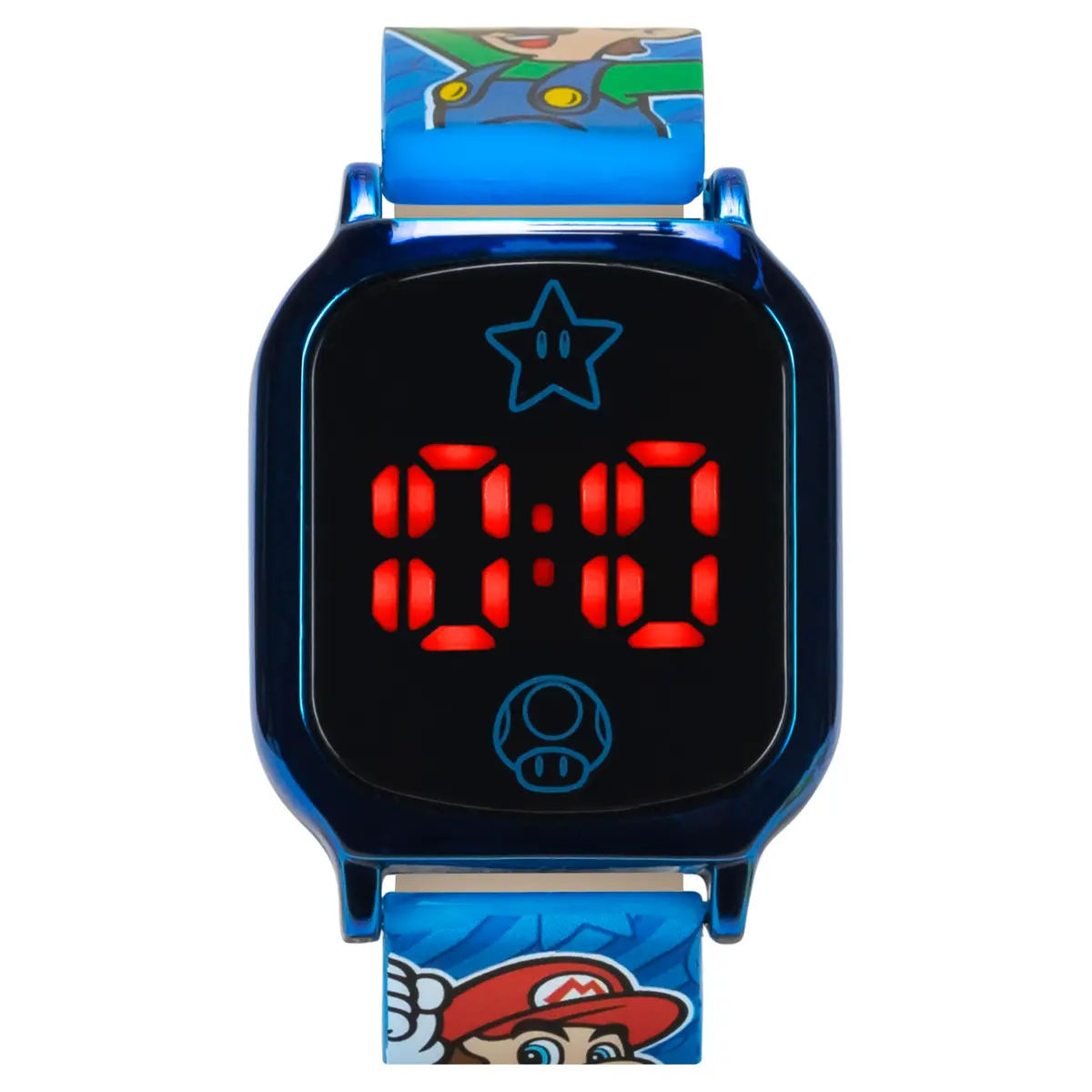 Accutime Super Mario Kids Digital Watch 20mm Blue Silicone Strap | Touch-Activated LED, Fun Mario & Luigi Design (70-120 chars) - view 6