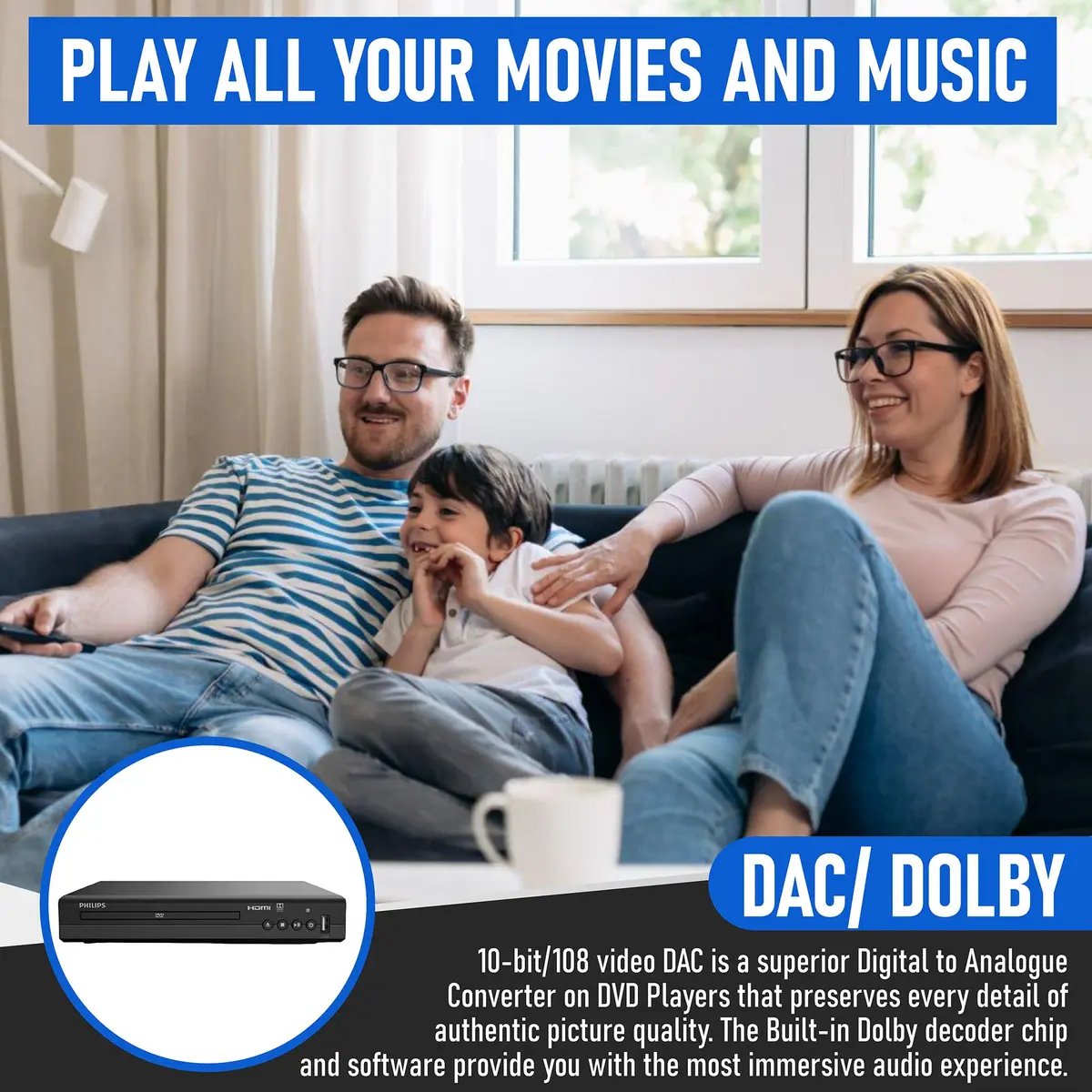 Philips All Region DVD Player 1080P HDMI USB | Plays DVDs from Any Region - view 6