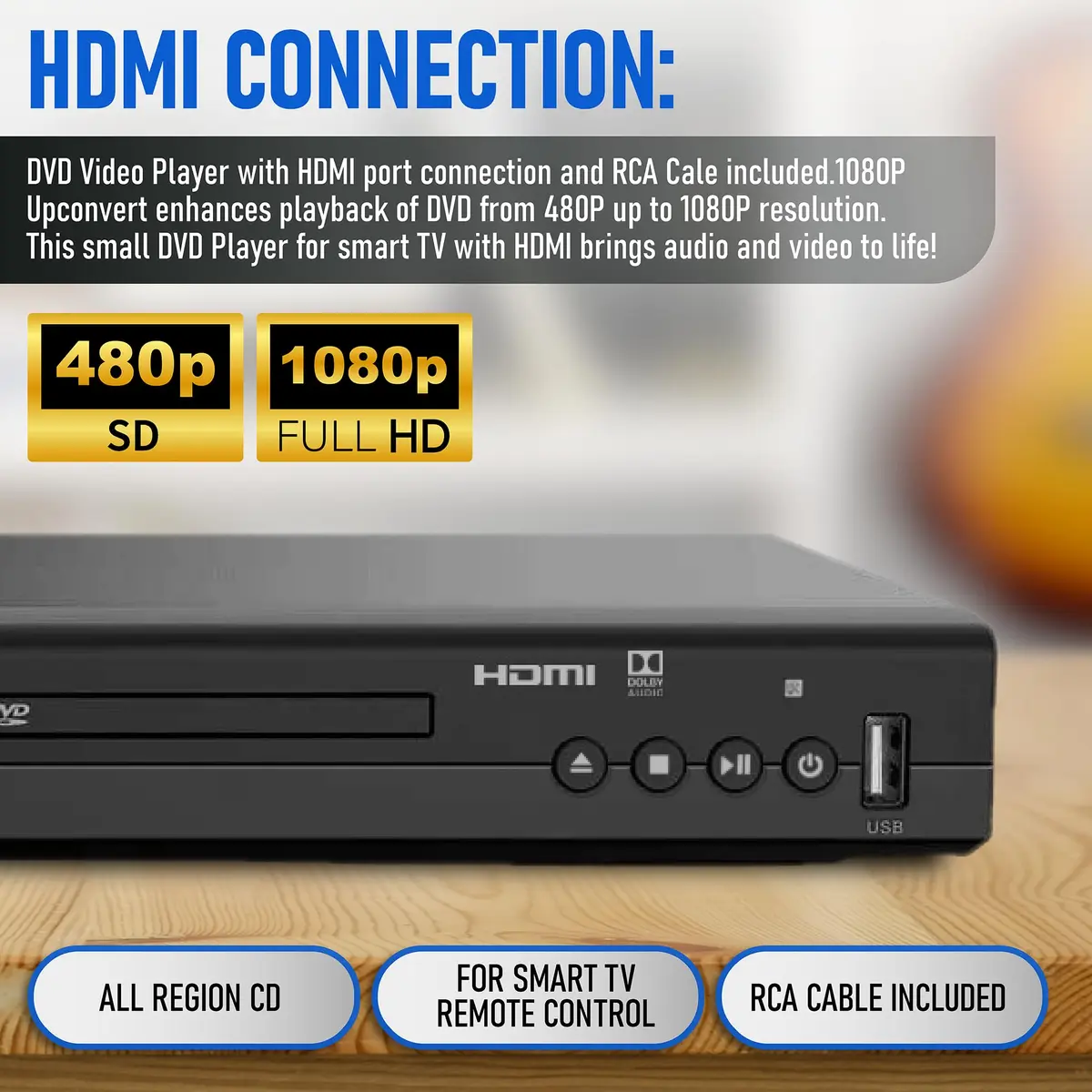 Philips All Region DVD Player 1080P HDMI USB | Plays DVDs from Any Region - view 2