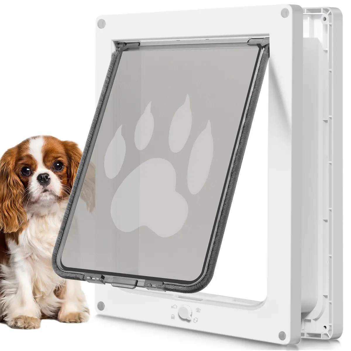 CEESC Small Dog & Cat Door, 7.25"x10" Flap, White | Weatherproof, Durable ABS Frame, Snap-in Panel - main product image