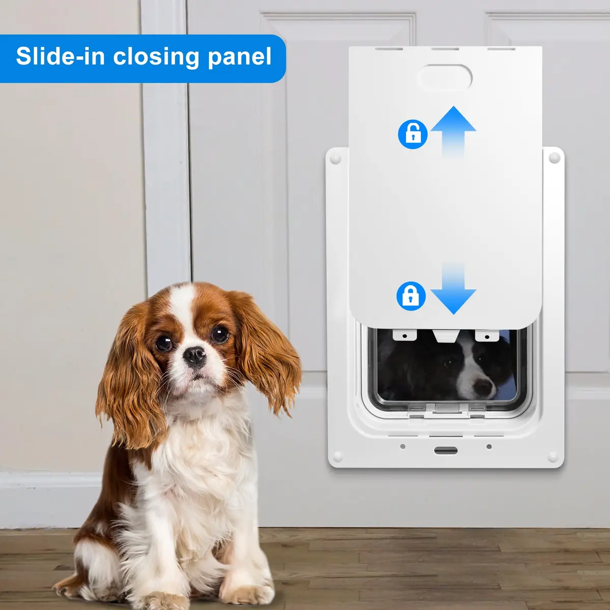 CEESC Small Dog & Cat Door, 7.25"x10" Flap, White | Weatherproof, Durable ABS Frame, Snap-in Panel - view 5