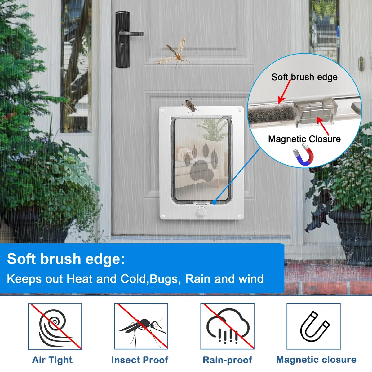 CEESC Small Dog & Cat Door, 7.25"x10" Flap, White | Weatherproof, Durable ABS Frame, Snap-in Panel - view 3