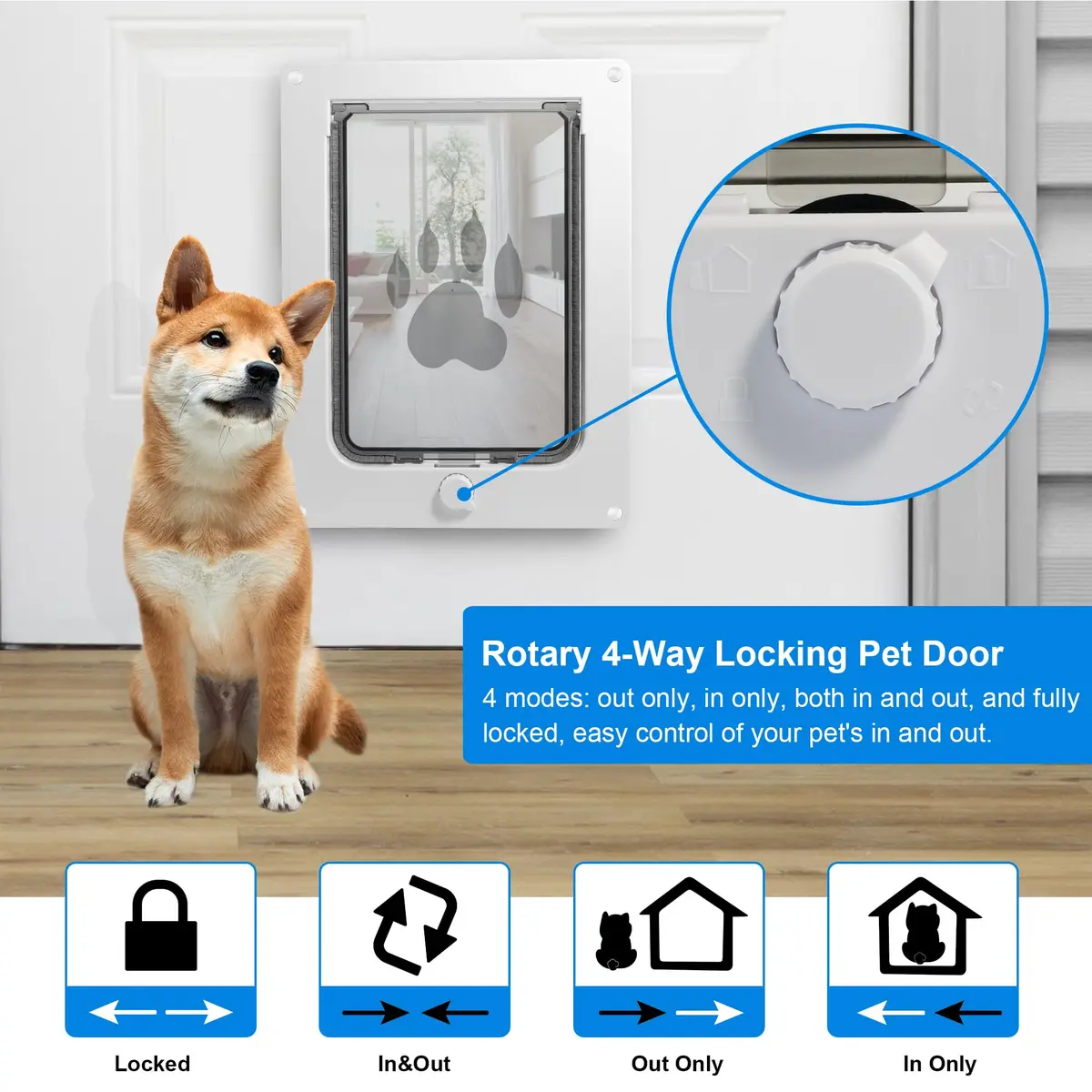 CEESC Small Dog & Cat Door, 7.25"x10" Flap, White | Weatherproof, Durable ABS Frame, Snap-in Panel - view 4