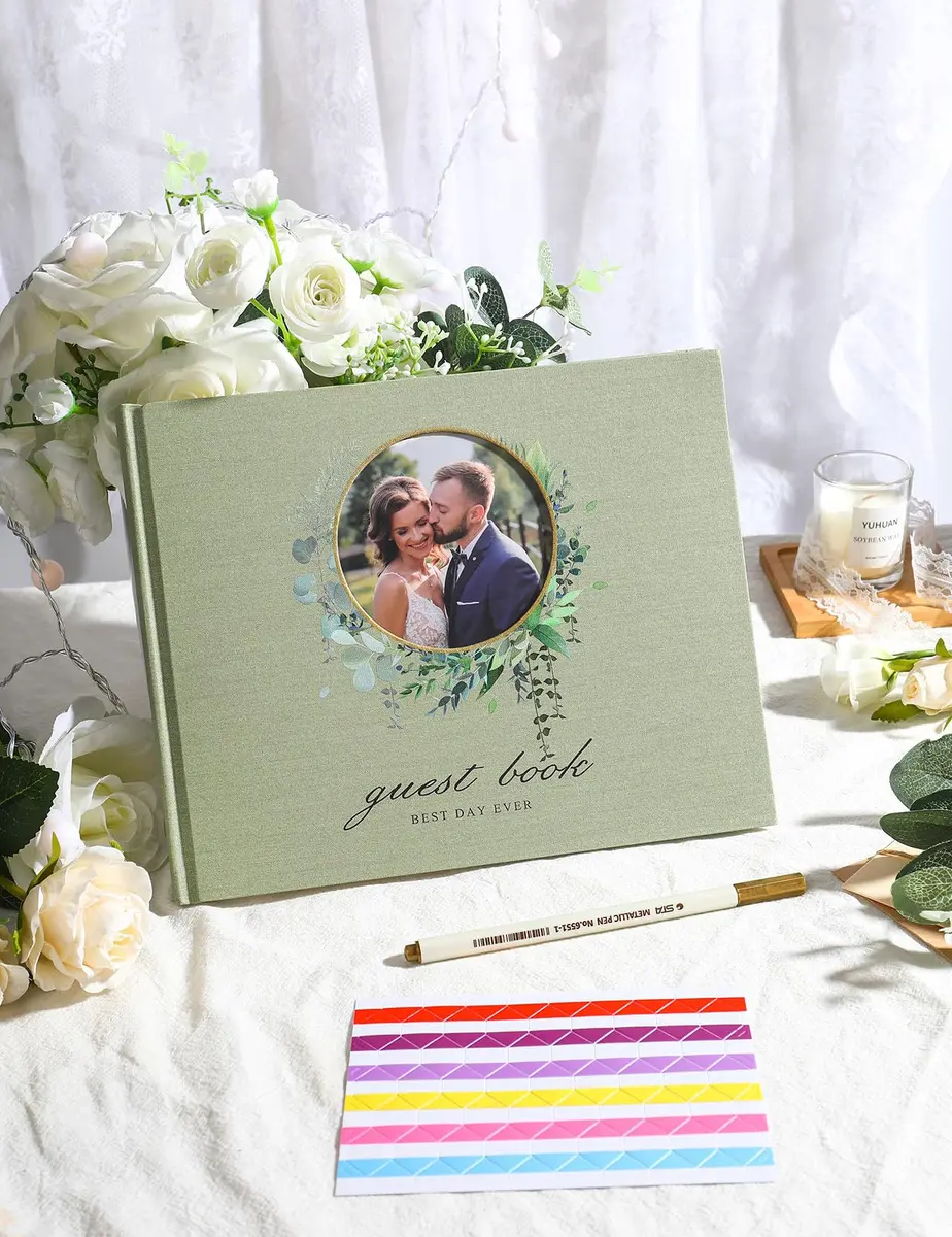 molekaus Wedding Guest Book Hardcover 8" x 10" (20.3 x 25.4 cm) | Photo Frame Cover & 100 Ivory Pages - view 5