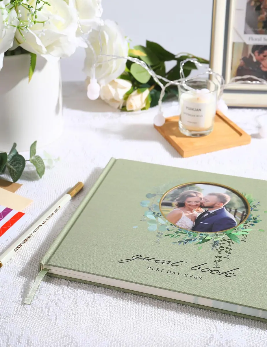 molekaus Wedding Guest Book Hardcover 8" x 10" (20.3 x 25.4 cm) | Photo Frame Cover & 100 Ivory Pages - view 6