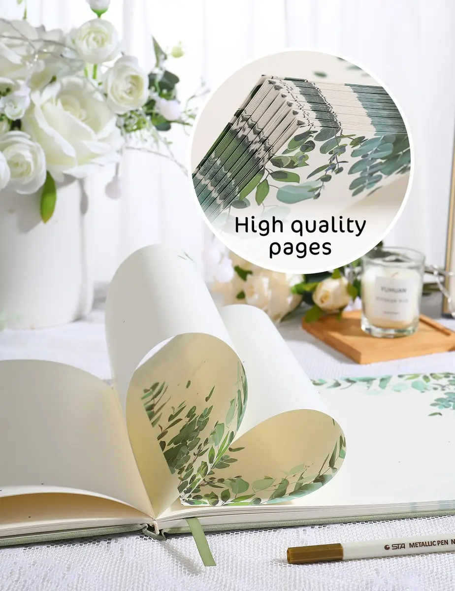 molekaus Wedding Guest Book Hardcover 8" x 10" (20.3 x 25.4 cm) | Photo Frame Cover & 100 Ivory Pages - view 3