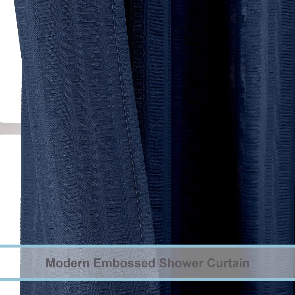 Aiyufeng Moga Navy Blue Fabric Shower Curtain 72x72 | Hotel Spa Polyester Cloth with 12 Holes - view 4