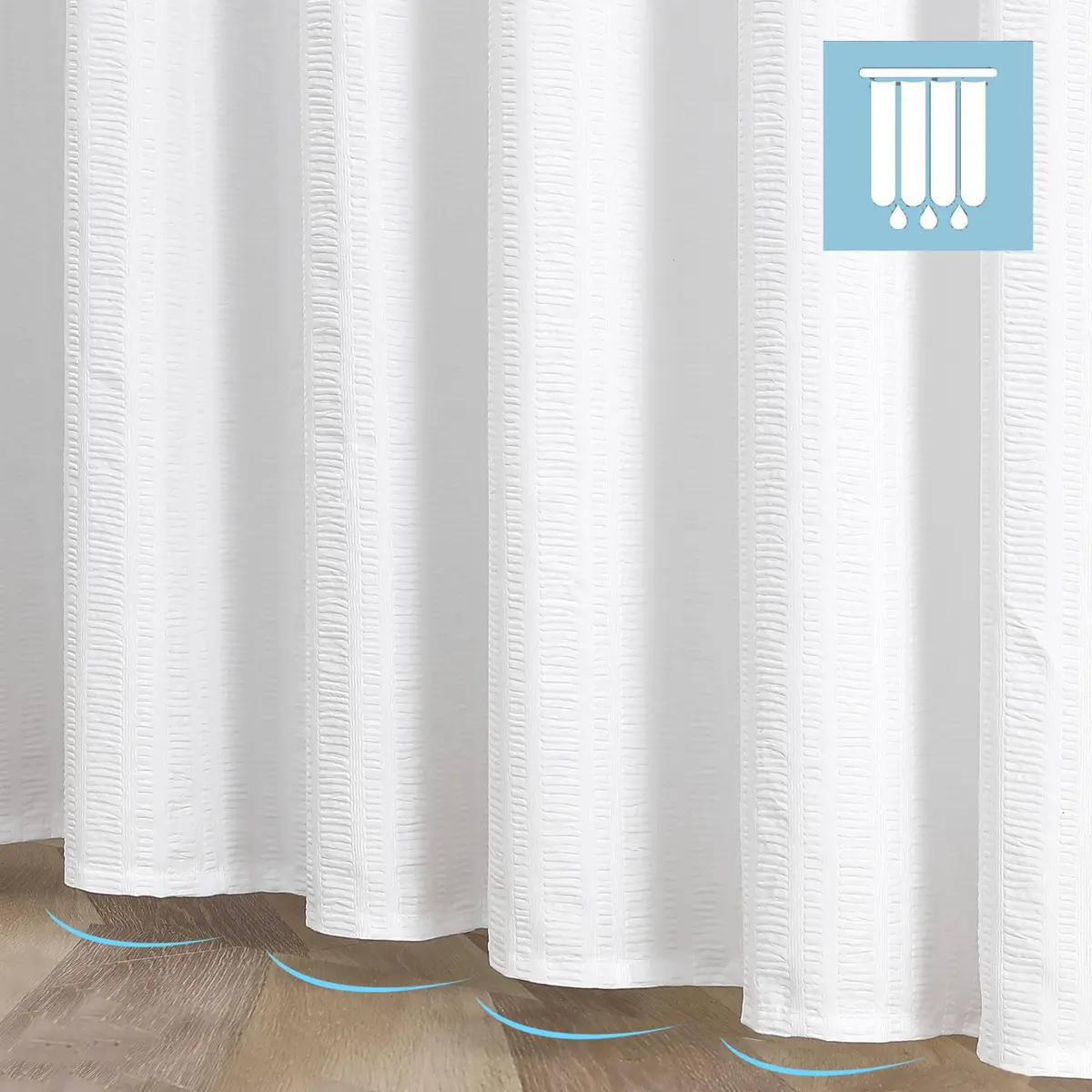 Aiyufeng Extra Long White Shower Curtain 96 Inch | Embossed Texture Fabric Bathroom Decor - view 5