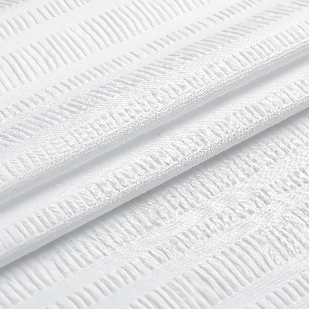 Aiyufeng Extra Long White Shower Curtain 96 Inch | Embossed Texture Fabric Bathroom Decor - view 7