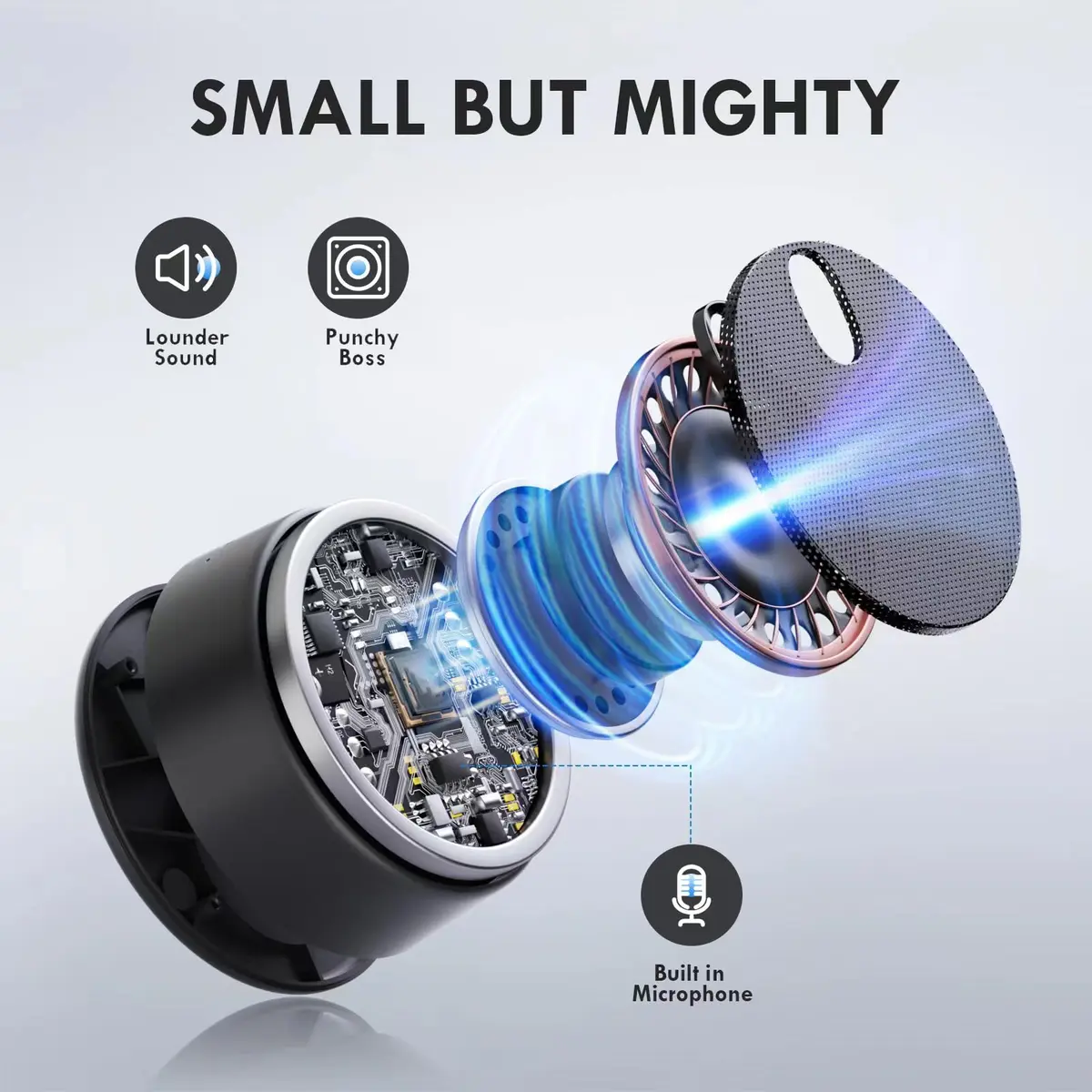 ROFALL USB Computer Speakers with Microphone, 2.5cm (1 inch) Woofer, 3W | Clear Voice Pickup for Calls & Meetings - view 2