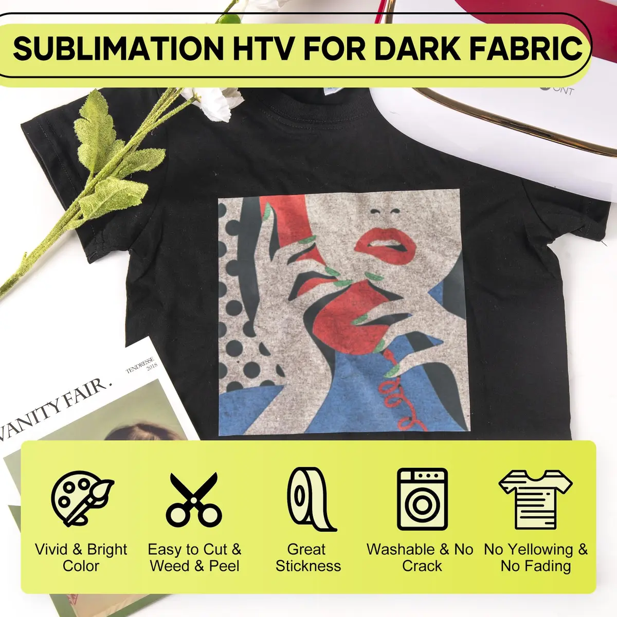 HTVRONT Sublimation HTV Sheets for Cotton Fabric - Glossy, 12x12'' | Suitable for Dark & Light Fabrics - view 2